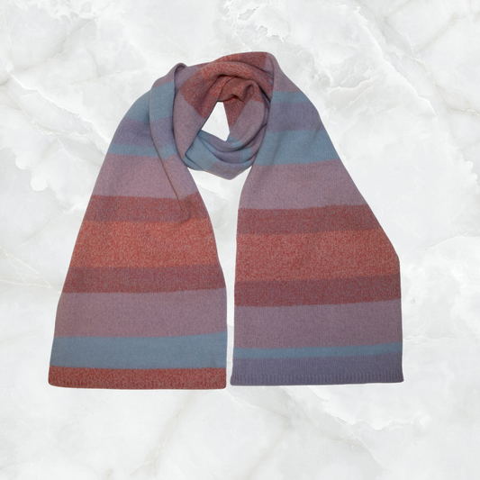 Cashmere Ribbed Scarf w. Sunset Ombre