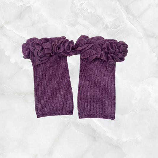 Merino Short Fingerless Gloves w. Ruffle Trim