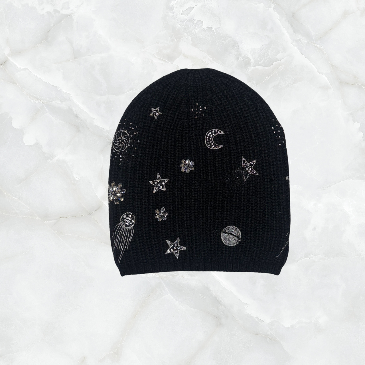Merino Cosmic Hat with Embroidery & Swarovski Crystals