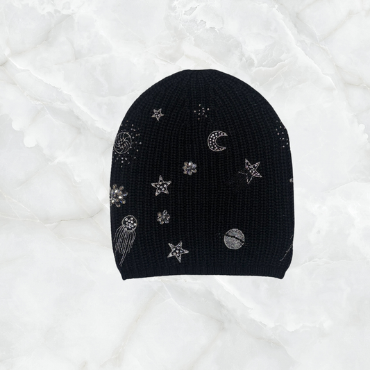 Merino Cosmic Hat with Embroidery & Swarovski Crystals
