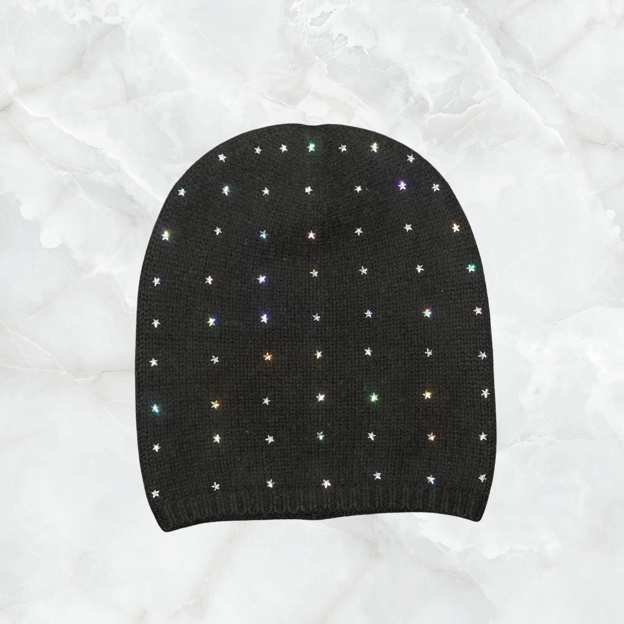 Cashmere Long Beanie w. Swarovski Star Rows
