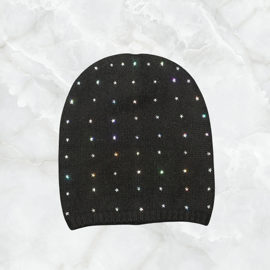 Cashmere Long Beanie w. Swarovski Star Rows