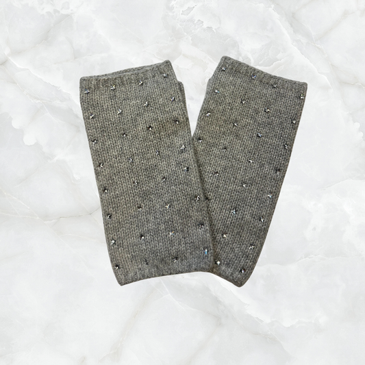 Cashmere Fingerless Gloves with Swarovski Star Rows