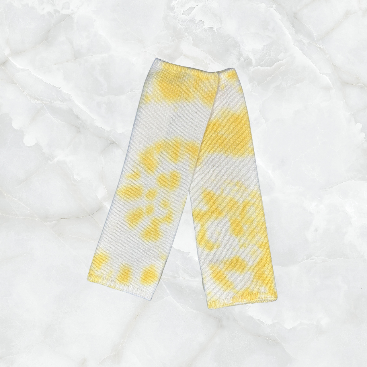Cashmere Long Fingerless Tie Dye Gloves - Yellow