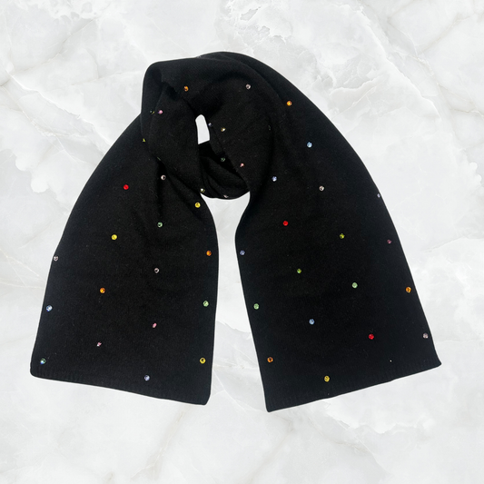 Cashmere Long Scarf with Multicolor Crystals