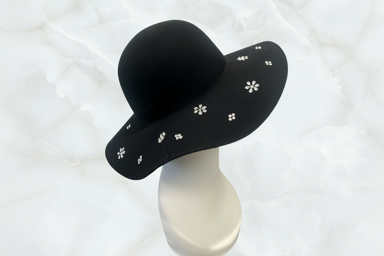 Sun Hat with Scattered Flower Crystals