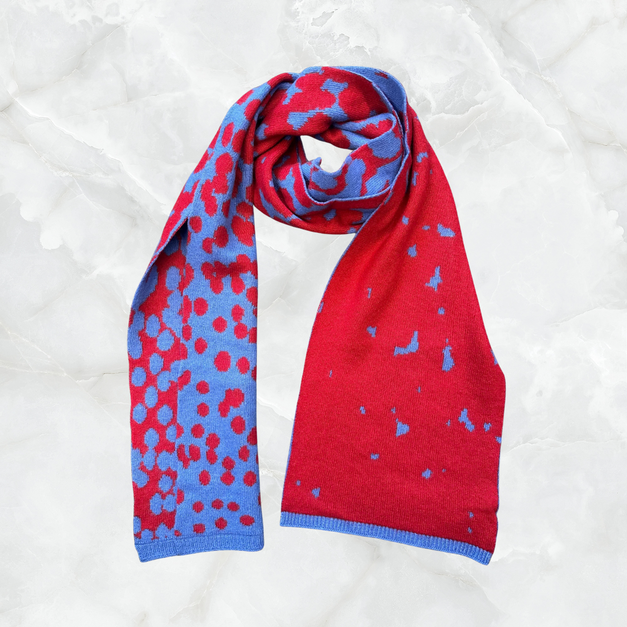 Cashmere Scarf with Half Tone Intarsia Design