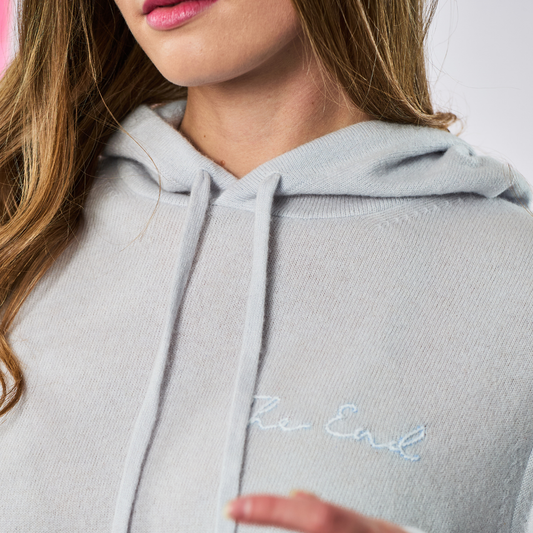 Cashmere The End Embroidered Hoodie - Light Blue