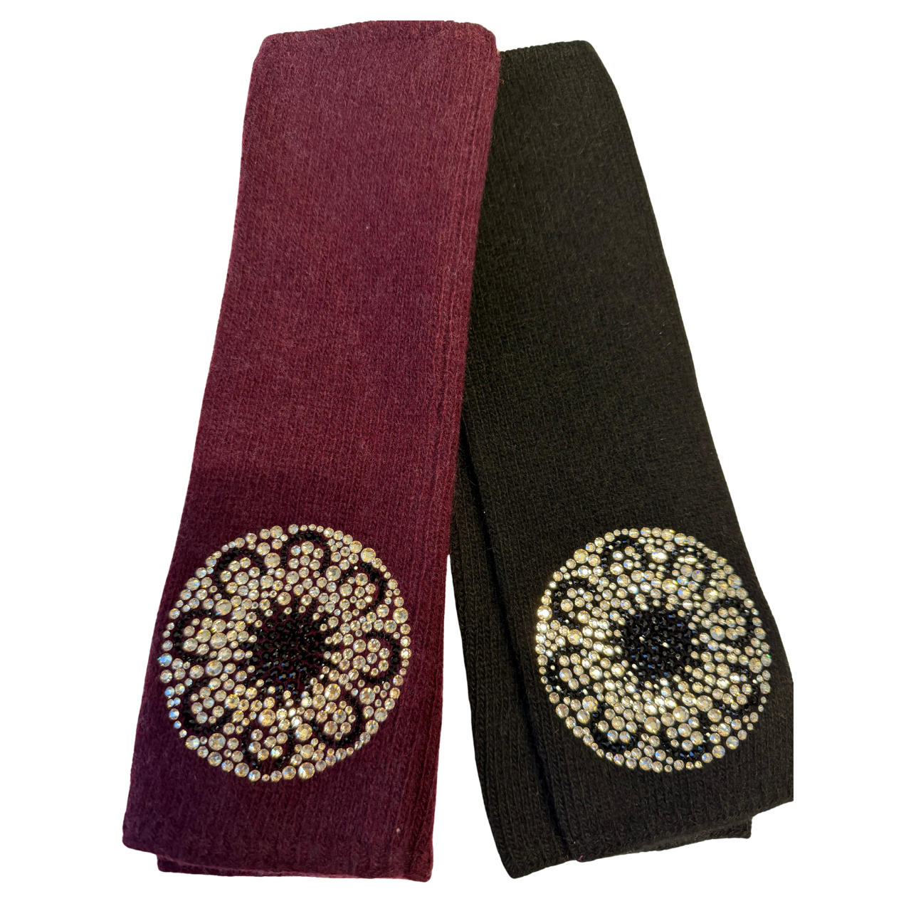 Cashmere Long Fingerless Gloves w. Moon and Stars Medallions