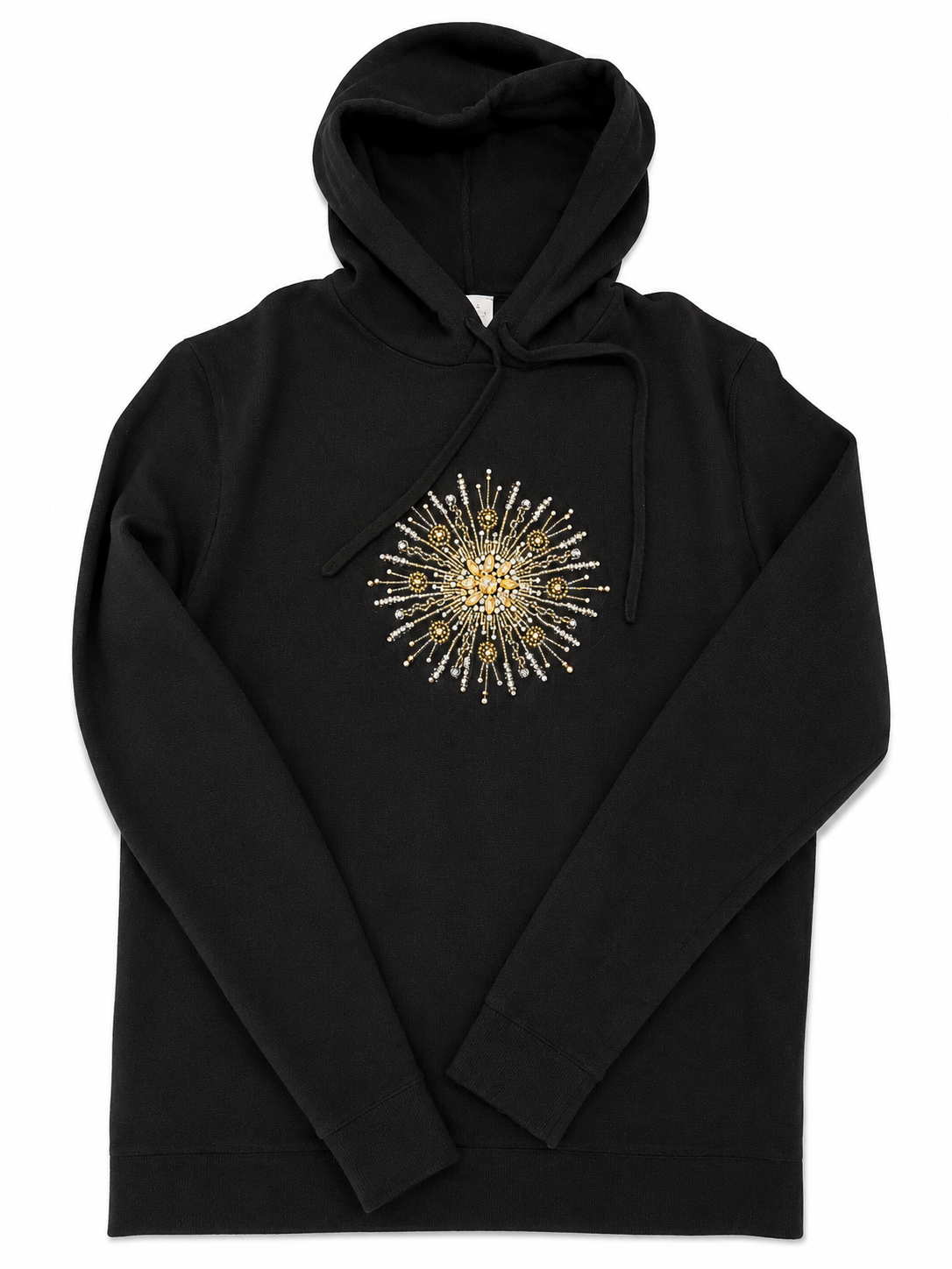 Cashmere Hoodie w. Hand Beaded Medallion