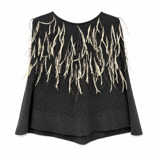 Cashmere Cape with Ostrich Feathers