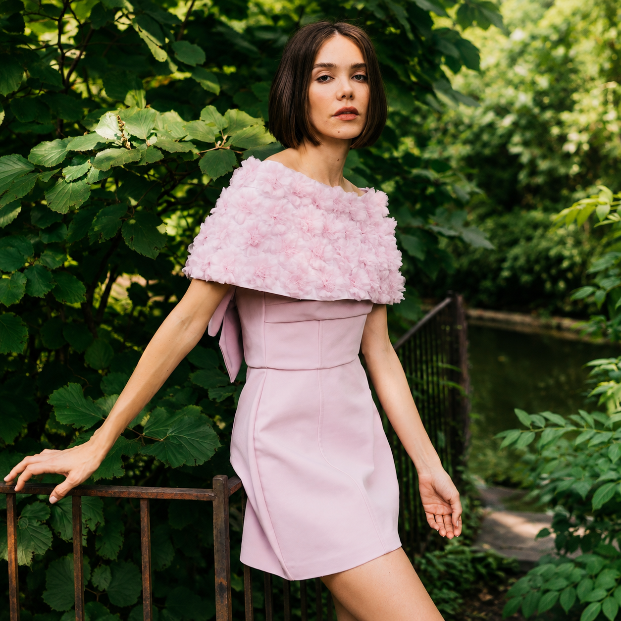 Silk Shoulder Shrug w. Silk Flowers