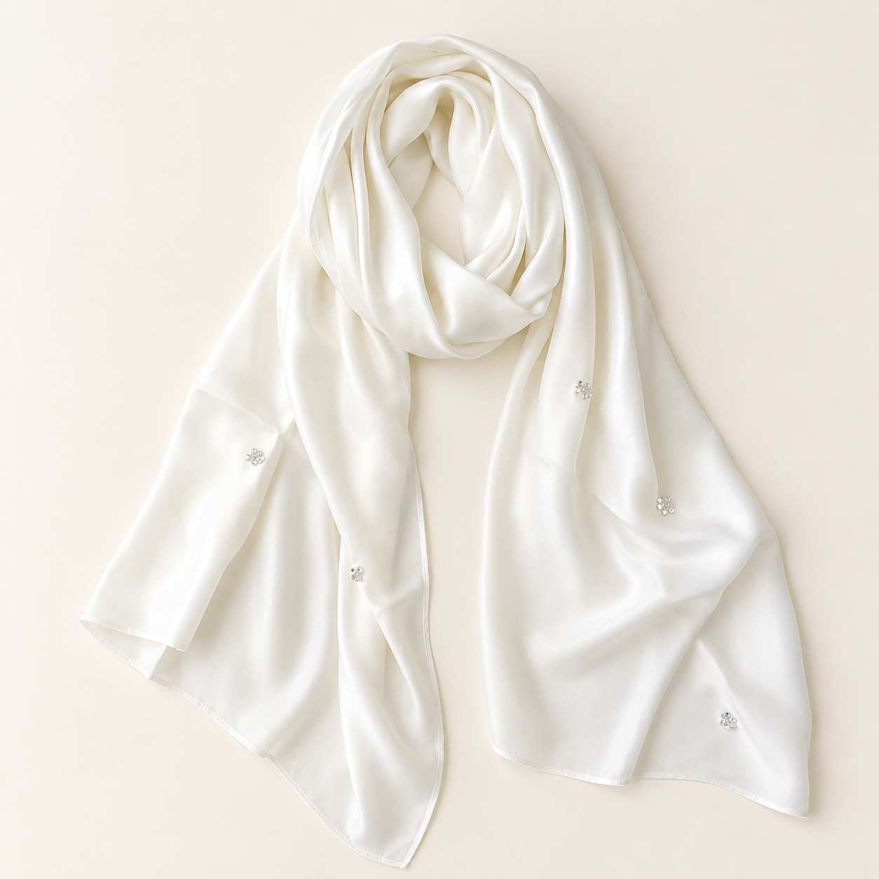 Silk Shawl w. Crystal Flowers