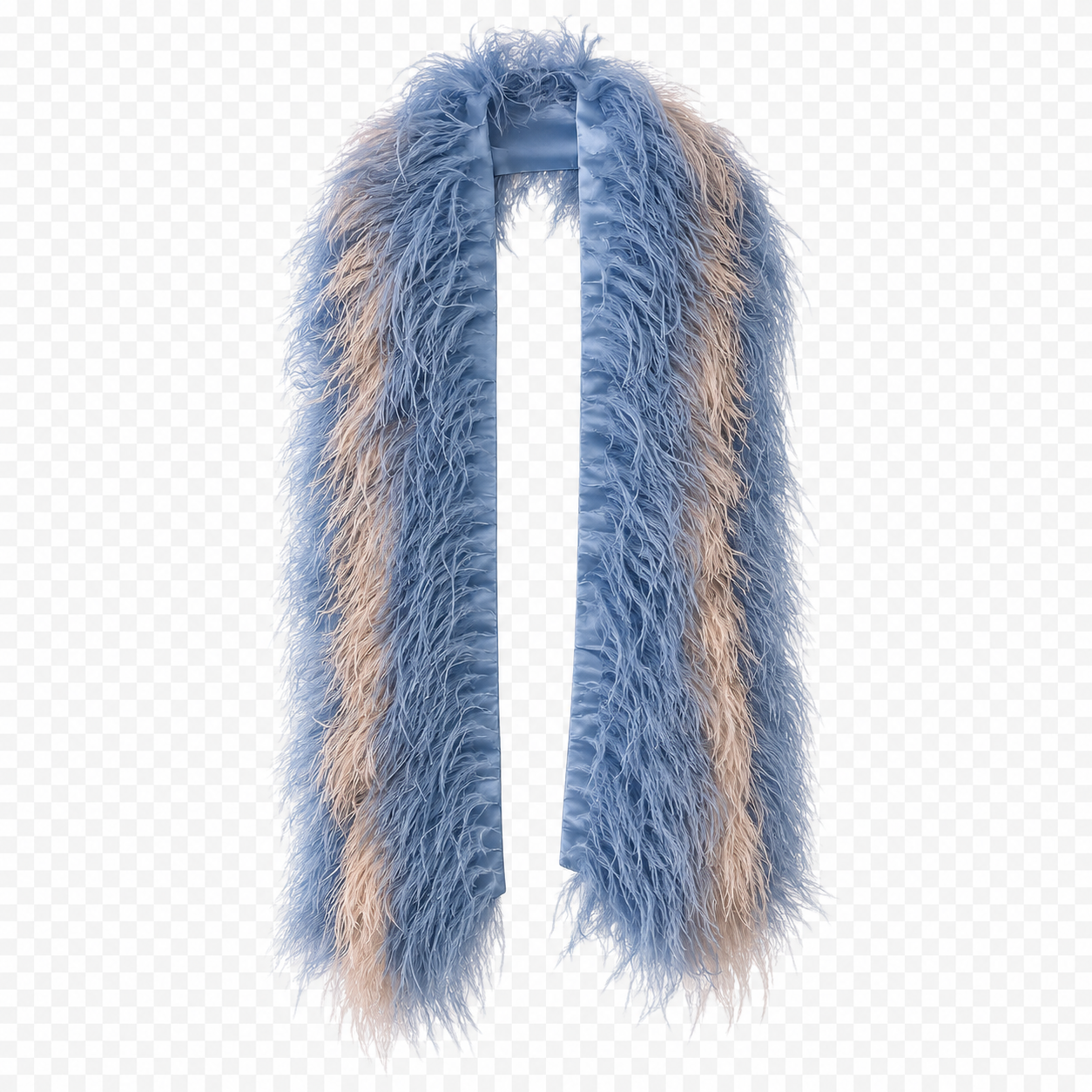 Long Two Tone Silk & Ostrich Feather Shawl