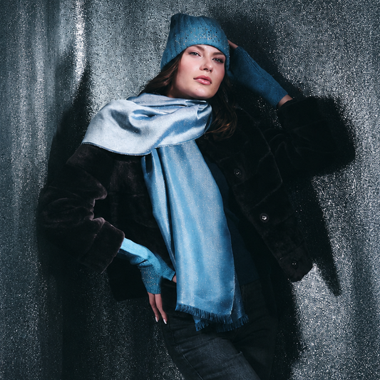 Reversible Metallic Shawl -Denim
