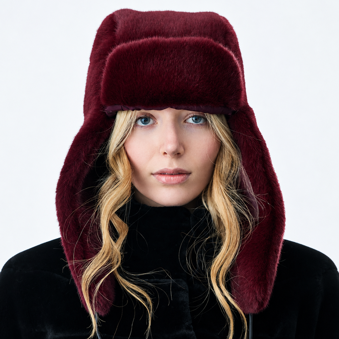Faux Fur Trapper Hat - Wine