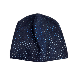 Beanie with Scattered Ombre Crystals - Navy