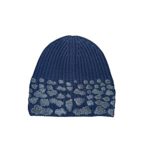 Merino Ribbed Beanie w. Embroidered Clouds