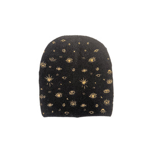 Merino Beanie w. Embroidered Evil Eye Designs