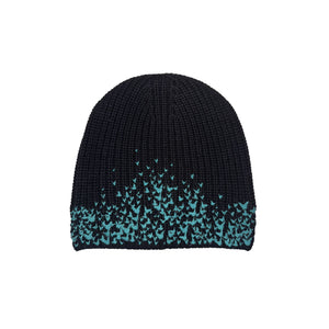 Embroidered Merino Beanie w. Butterfly Silhouette