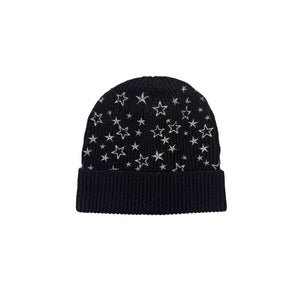 Merino Rib Rapper Hat w. Mixed Size Embroidered Lurex Stars