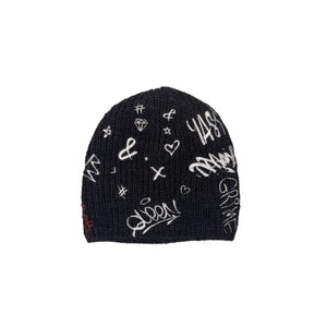 Merino Rib Rapper Hat w. Graffiti Embroidery