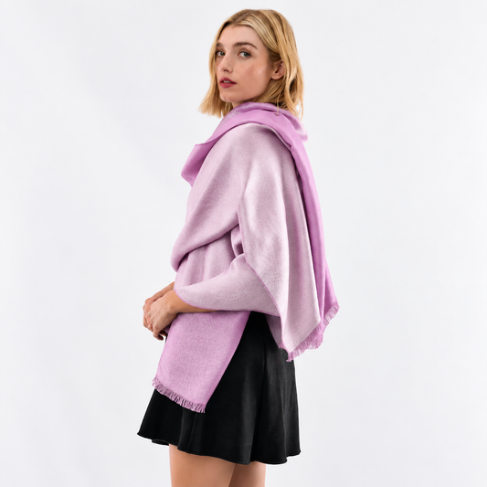 Reversible Metallic Shawl - Lavender w Silver