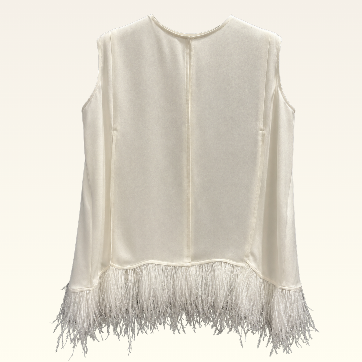 Open Front Cape w. Feather Trim and Shoulder Cut out