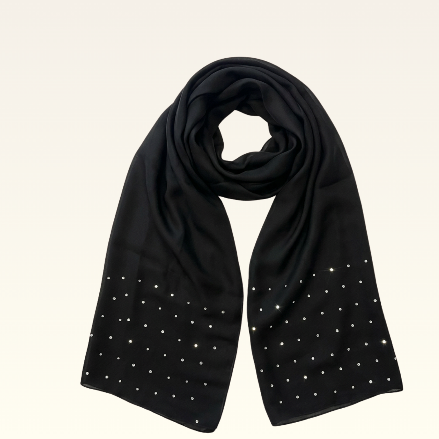 Silk Shawl w. Scattered Crystal Edge