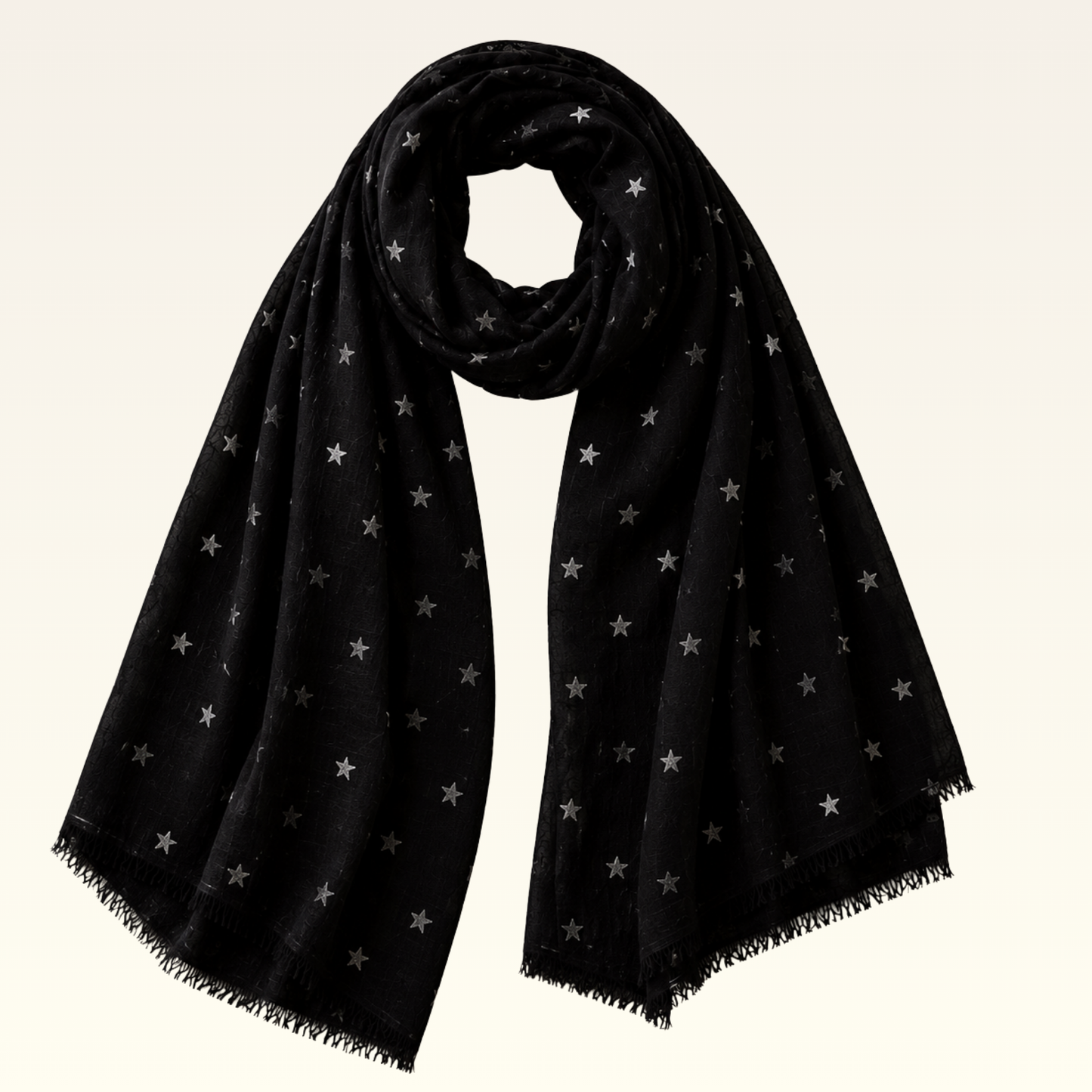Shawl w. Silver Stars- Black