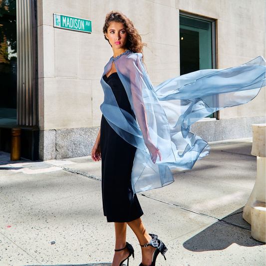 Silk Organza Cape w. Beaded Collar