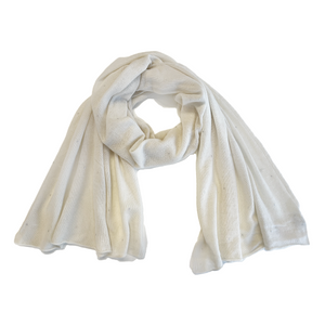 Cashmere Scarf with Scattered Sequins - Bleached White