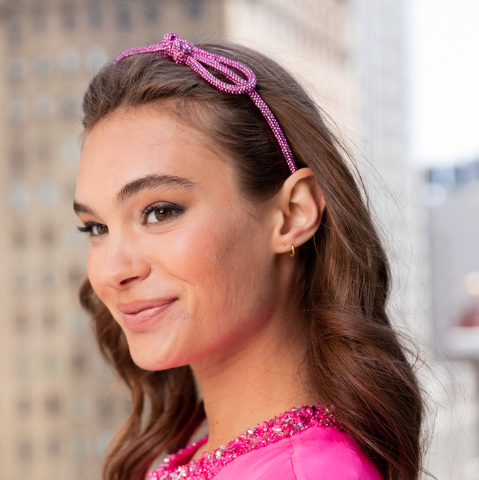 Crystal Bow Headband- Pink