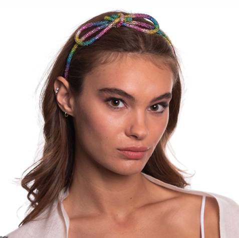 Crystal Bow Headband -Rainbow