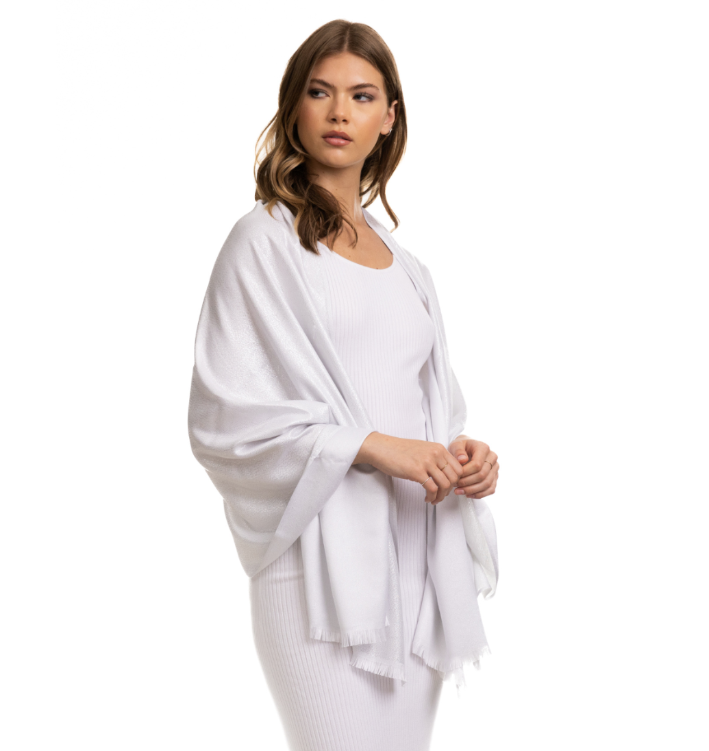 Reversible Metallic Shawl - Silver with Silver
