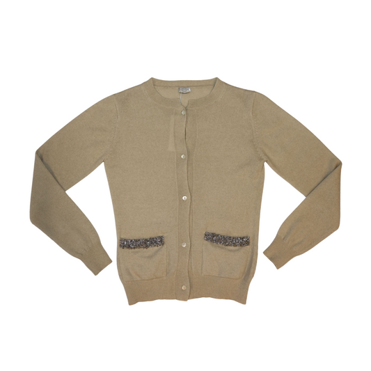 Cashmere Cardigan with Pave Pockets