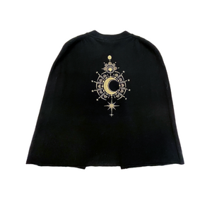 Cashmere Cape with Star Emblem - Black