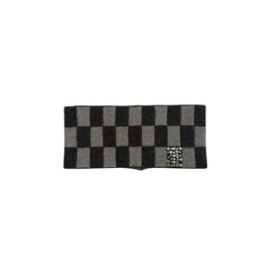 Cashmere Checkered Headband w. Swarovski Tab