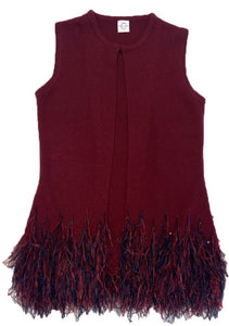 Cashmere Vest w. Ostrich Feather Trim