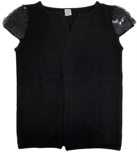 Lexington Cashmere Vest w. Clear Paillette Sleeves