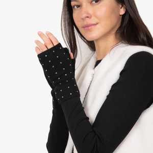 Cashmere Short Fingerless Gloves w. Star Rows
