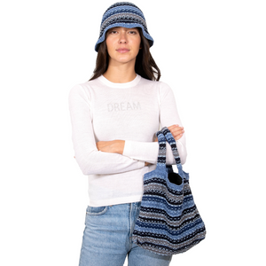Knit Cotton Tote Shades of Blue