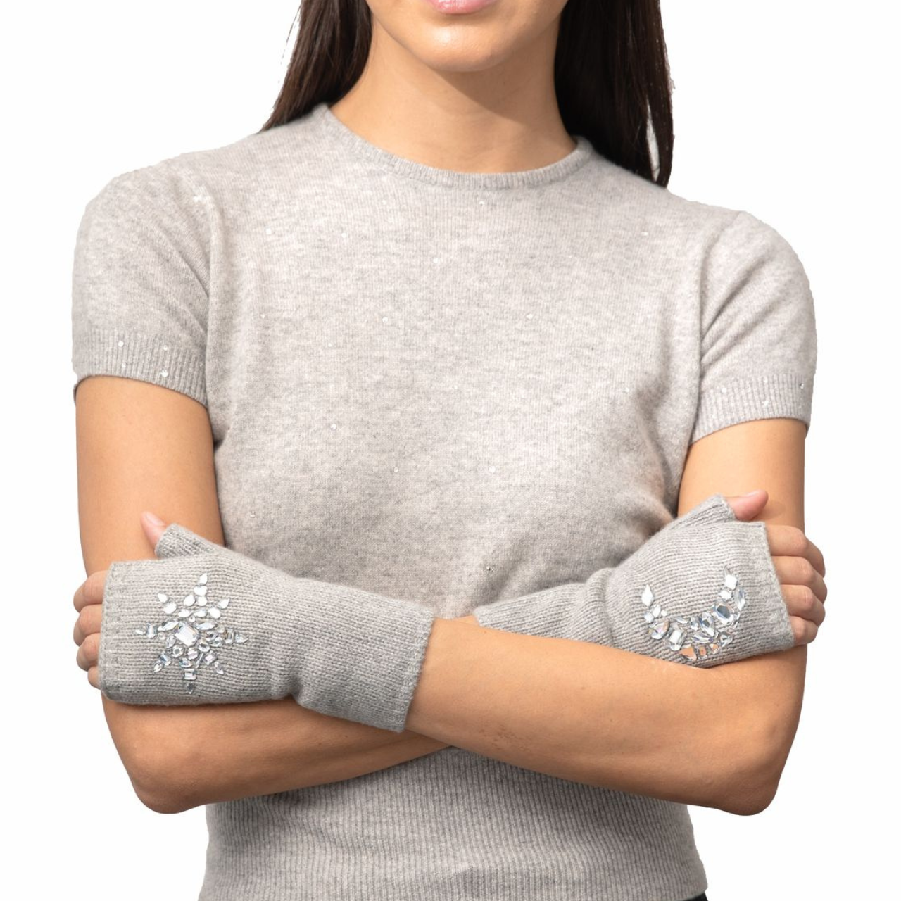 Cashmere Moon & Star Crystal Gloves