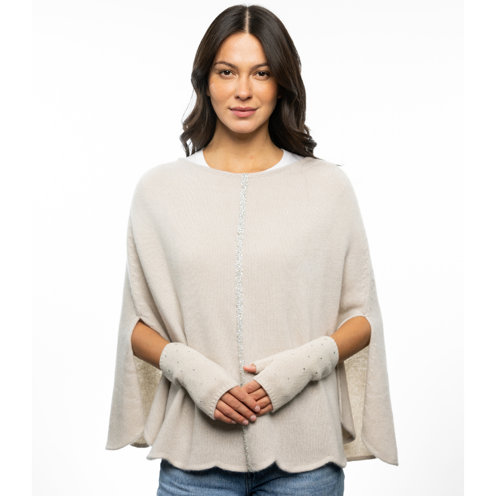 Scalloped Cashmere Cape with Pave Strip – Carolyn Rowan Collection