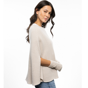 Scalloped Cashmere Cape with Pave Strip