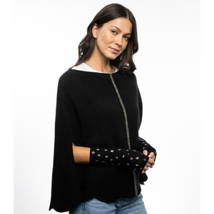 Scalloped Cashmere Cape with Pave Strip